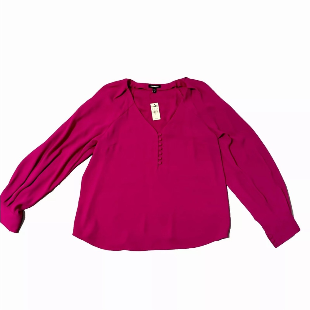 Express Pink Puff Sleeve‎ Blouse with Long Sleeves and Relaxed Fit NWT